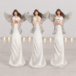 set of three praying white angels of peace small ornament